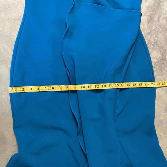 Badgley Mischka Dress Womens 14 Bright Aqua Ruffle Gown High Neck Maxi Turquoise - Picture 4 of 9